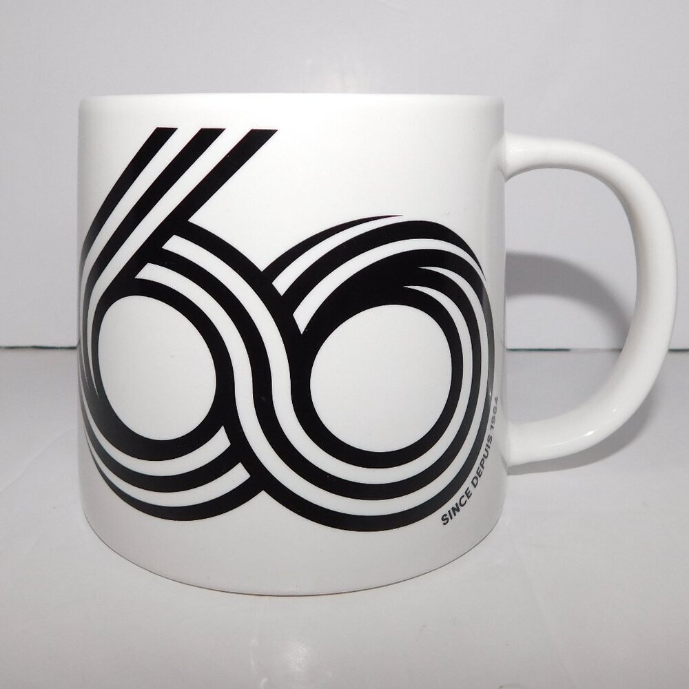 2024 Tim Hortons 60th Anniversary Coffee Mug  Ltd Ed White Black Abstract 16 oz